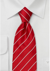 Cravatta business righe bianche fondo rosso