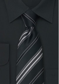 Cravatta nera a righe bianche
