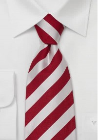 Gestreifte Krawatte rot / silbrig-weiß