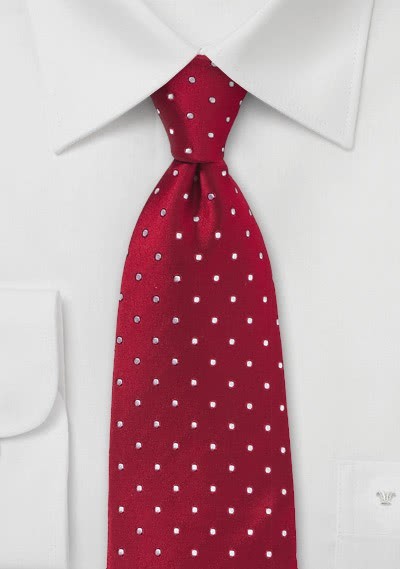 Lange Krawatte Pünktchen rot weiß