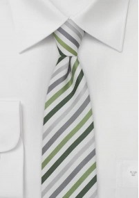 Cravatta sottile righe verde grigio