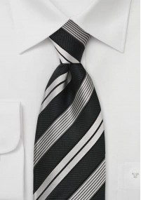 Cravatta righe nere grigio argenteo