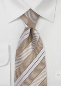 Cravatta righe beige bianche
