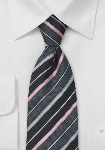 Cravatta grigio scuro righe rosa