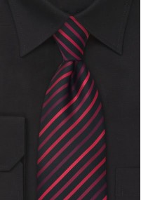 Cravatta bambino nera righe rosso