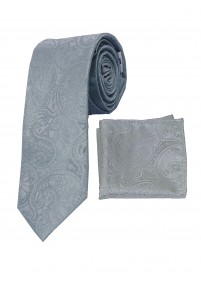 Set cravatta e sciarpa grigio argento...