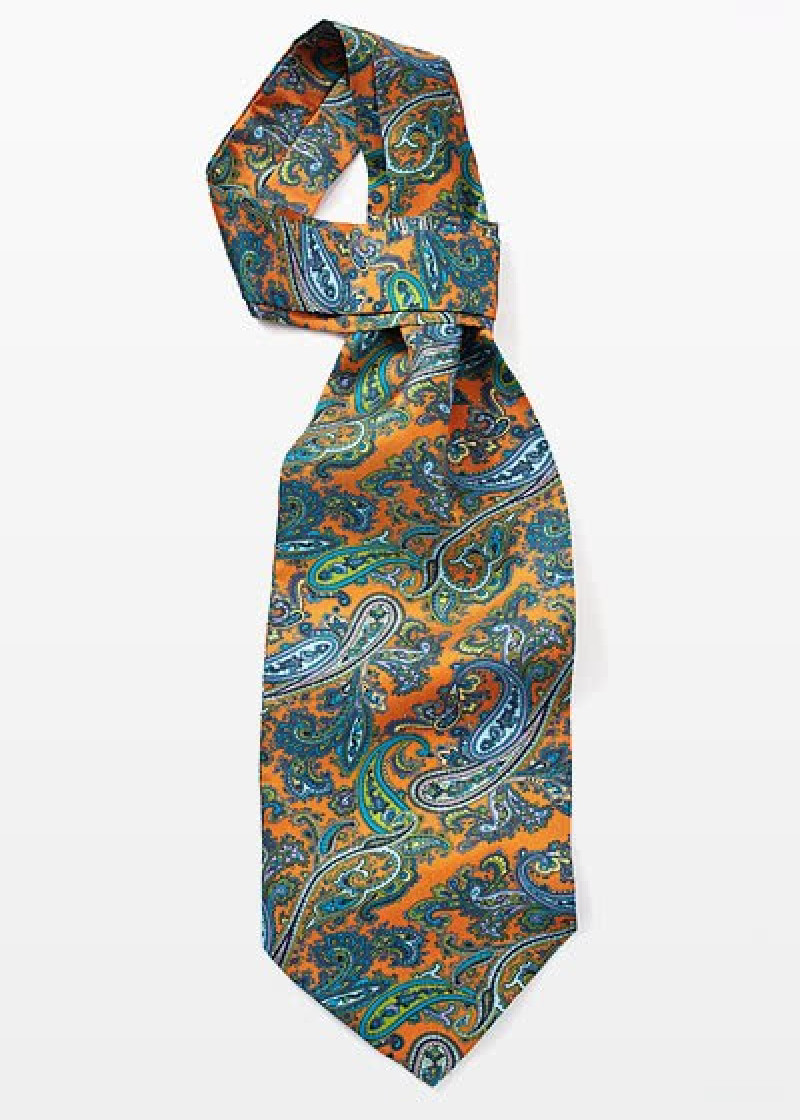 Sciarpa Ascot Arancione con motivo Paisley