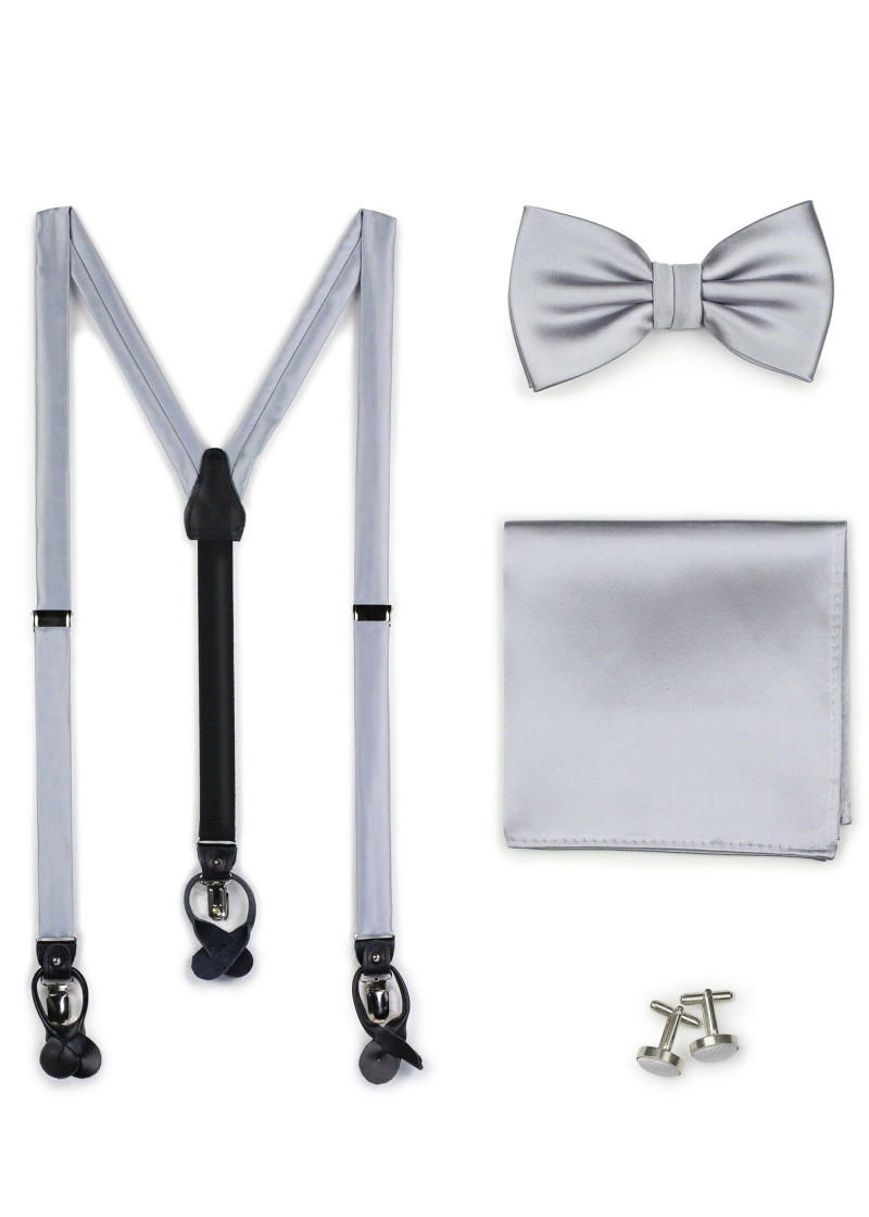 Set: bretelle, papillon da uomo, sciarpa da