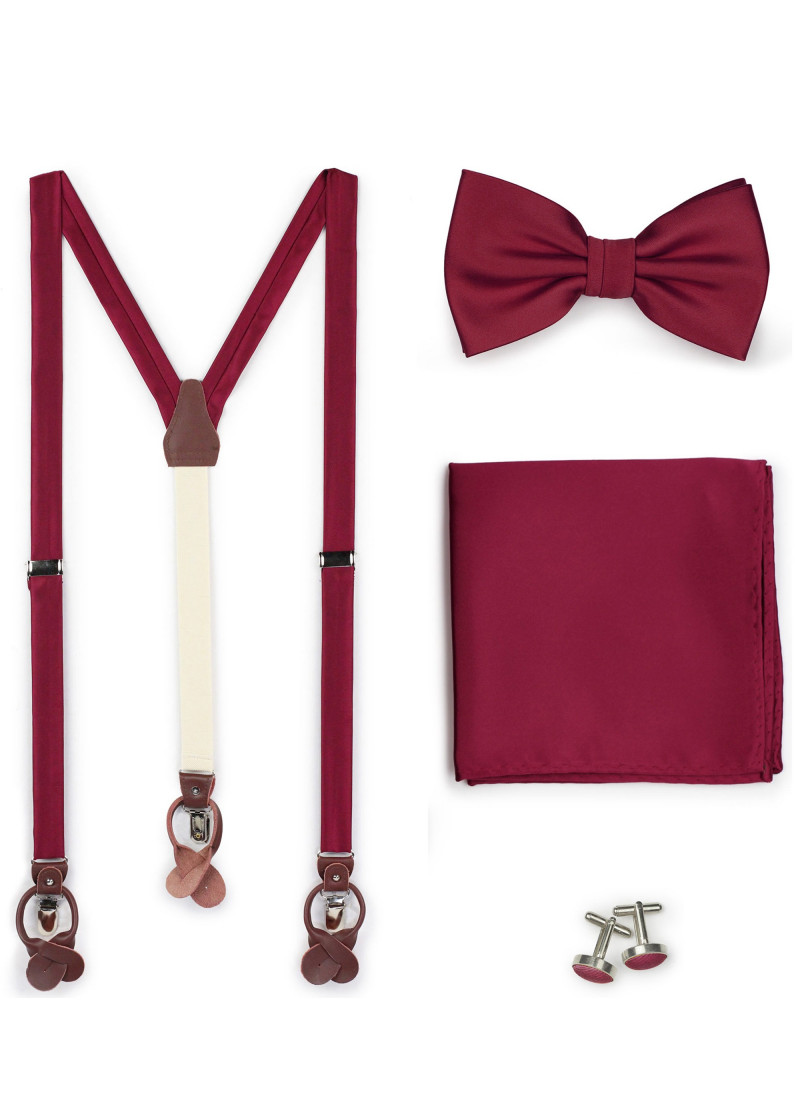 Set: bretelle, papillon da uomo, sciarpa da