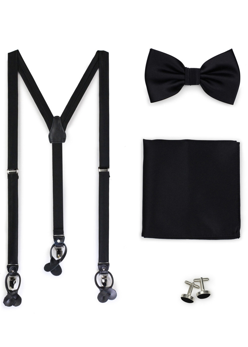 Set da uomo elegante: bretelle e papillon
