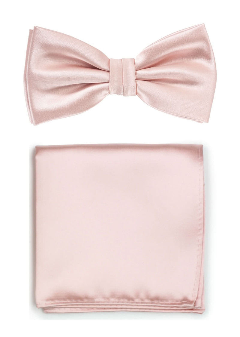 Papillon e fazzoletto da taschino da uomo in rosa