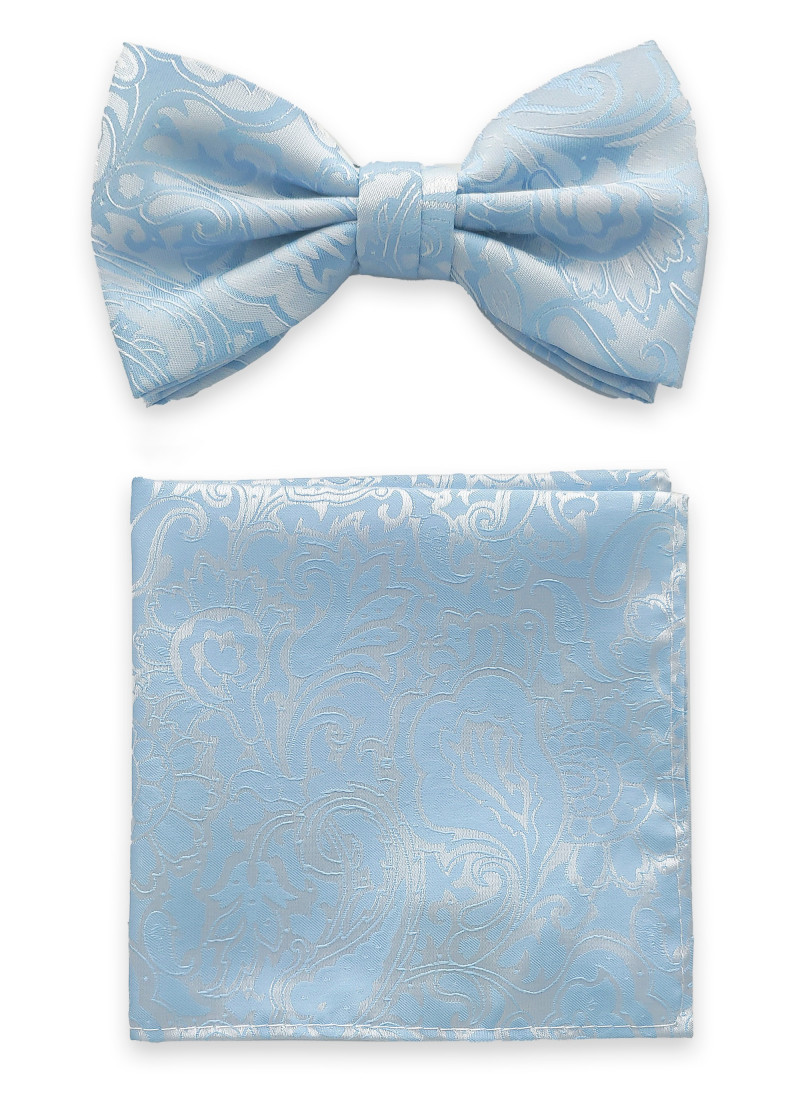 Papillon e fazzoletto da taschino da uomo in blu