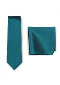 Set Krawatte Ziertuch blaugrün strukturiert