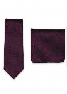 Set Krawatte und Kavaliertuch Paisleymuster bordeaux
