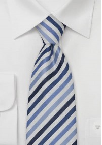Cravatta leggermente rigata blu bianco