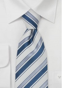 Cravatta bianca righe blu