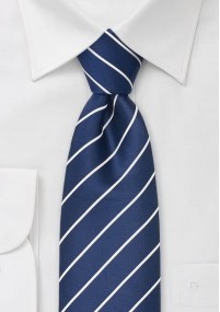 Cravatta blu righe bianche