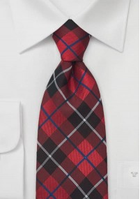 Cravatta XXL rosso blu quadri scozzesi