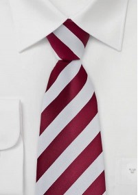Cravatta righe rosse bianco perla