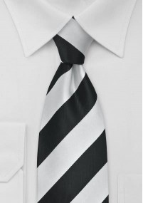 Cravatta righe nere bianco perla