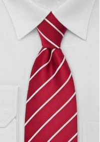 Cravatta righe bianco perla rosso