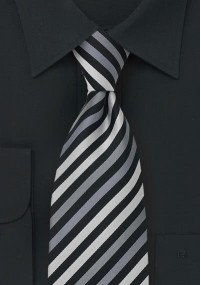 XXL-Krawatte gestreift schwarz grau