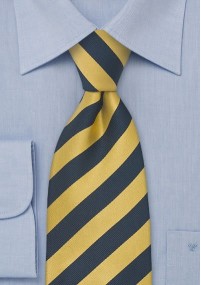 Cravatta XXL righe gialle blu scuro