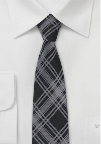 Cravatta sottile Glencheck  nera grigia