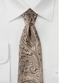 XXL cravatta motivo paisley color sabbia