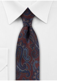 Cravatta con motivo Paisley Vino Rosso Blu...