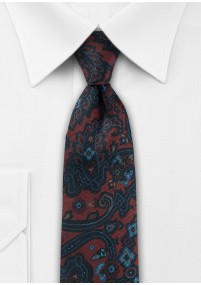 Cravatta con motivo paisley bordeaux blu navy