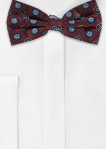 Seiden-Herren-Schleife mit Ornament-Muster bordeaux