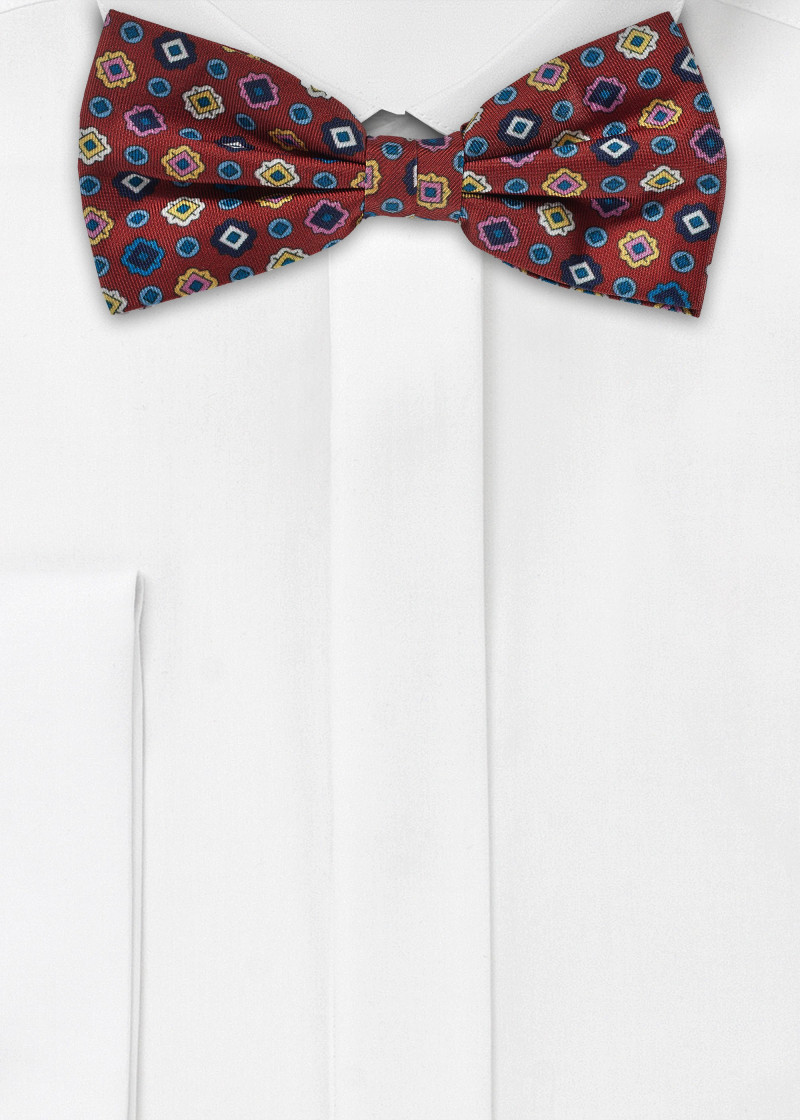 Fiocco in seta con motivo ornamentale bordeaux
