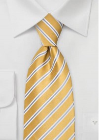 Cravatta giallo oro righe grigio argento
