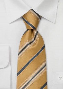 Cravatta giallo oro righe antracite