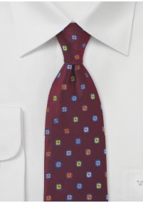 Cravatta da uomo con motivo floreale bordeaux
