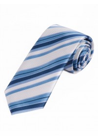 Krawatte XXL  stilvolles Streifen-Dessin weiß eisblau marineblau