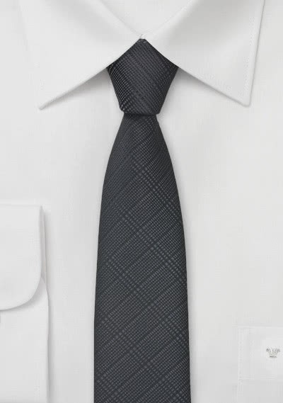 Cravatta business stretta quadri antracite