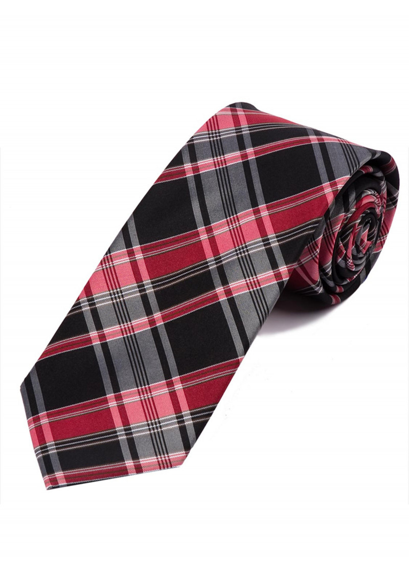 Cravatta business con motivo a quadri rosso notte