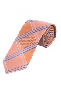 Extra schmale Krawatte Glencheckdesign kupfer himmelblau