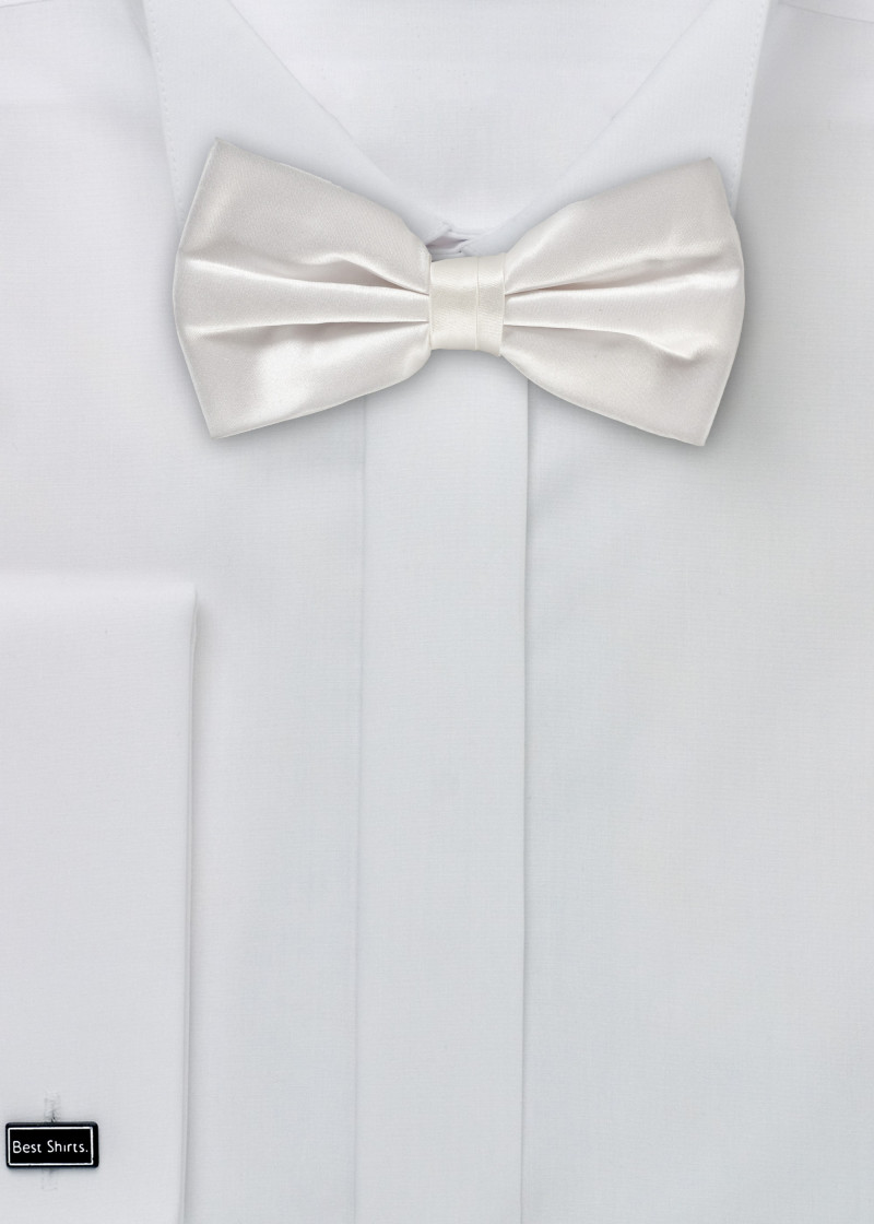 Papillon da uomo in seta monocromatica bianco