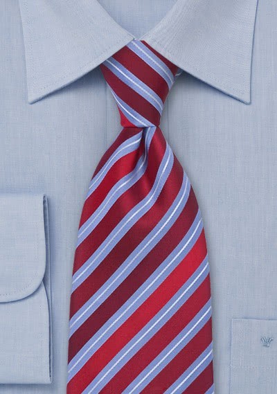 Cravatta rosso righe celesti