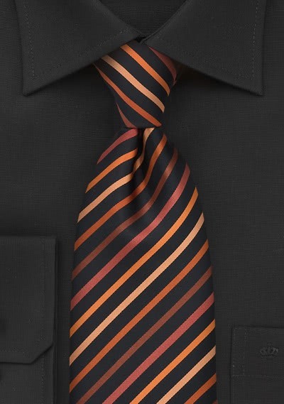 Cravatta righe nero arancione