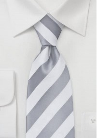 Cravatta righe argento bianco