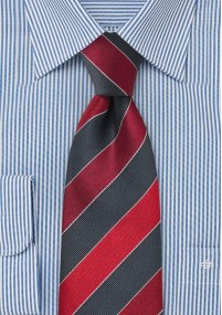 XXL-Krawatte Streifen kirschrot grau