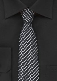 Cravatta sottile nera argento