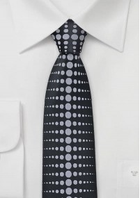 Cravatta sottile geometrica nero argento