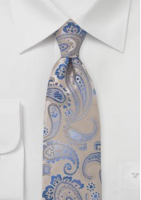 Cravatta business a paisley beige azzurro