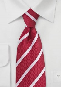 Cravatta rossa righe bianco perla