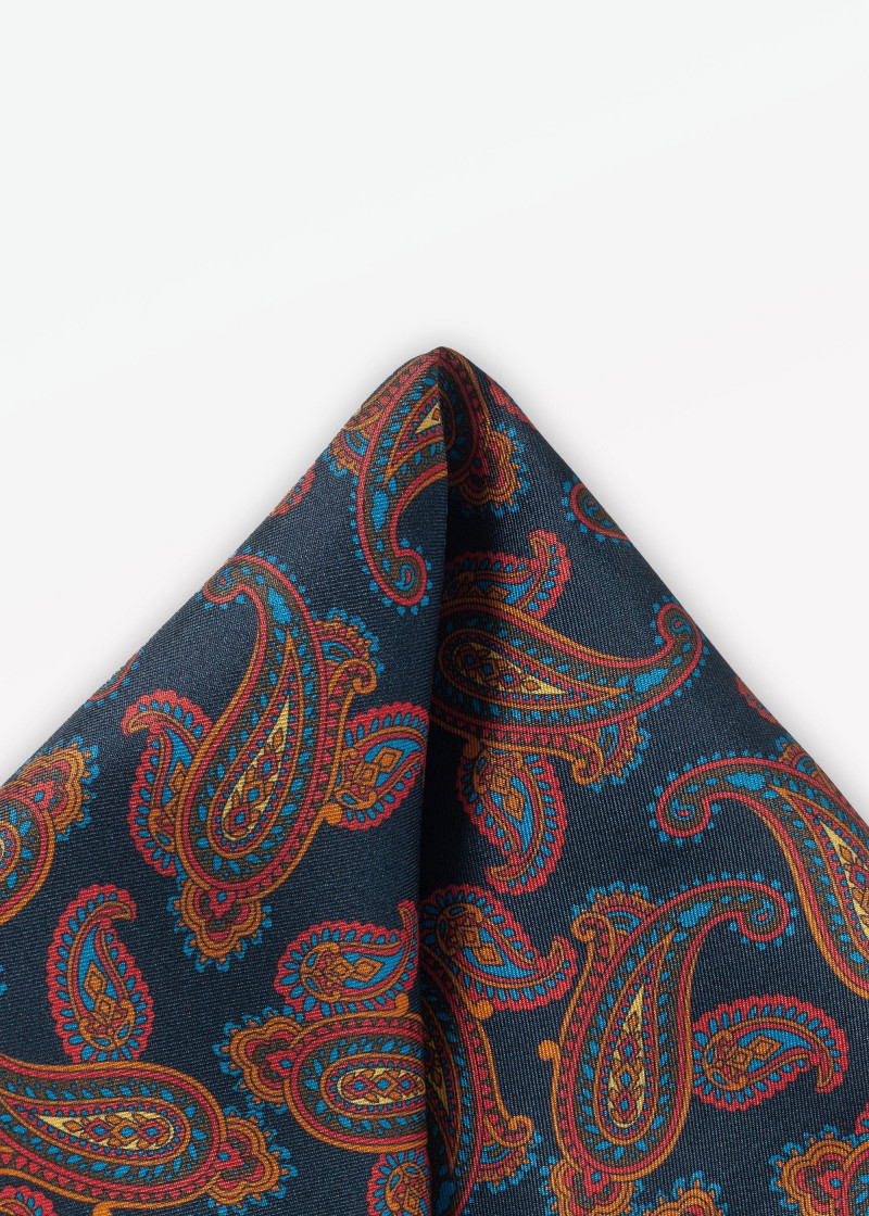 Pochette da taschino con motivo Paisley in blu